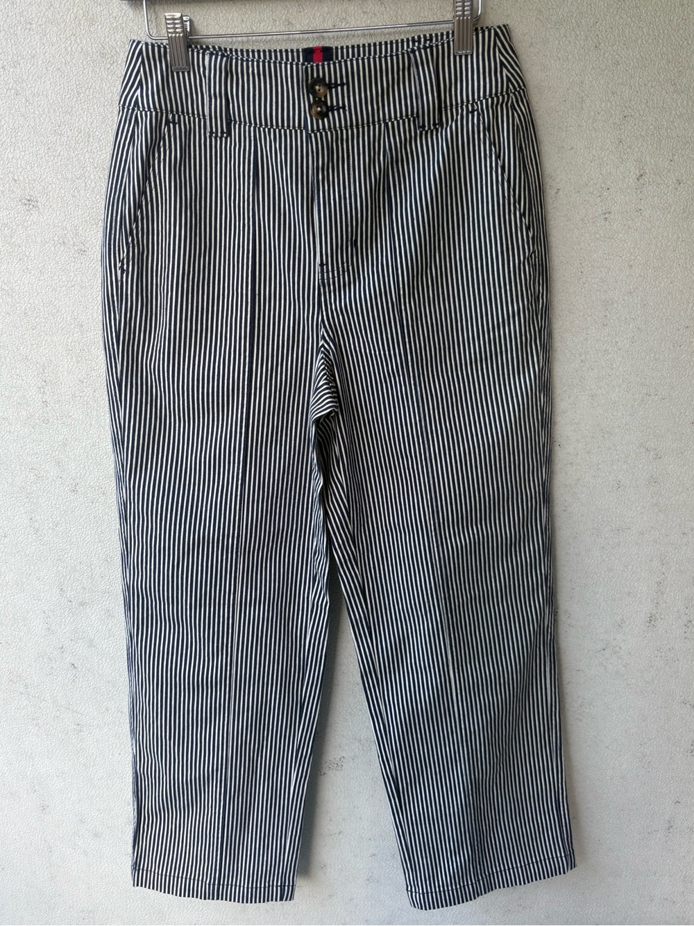 Boden NWT Navy Stripe Straight Leg Cropped Jeans Pants Size 4